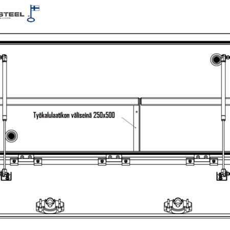 Työkalulaatikon alumiininen väliseinä hyllyyn