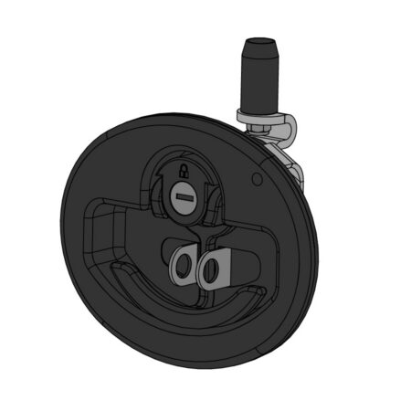 Kuvassa Varustelaatikon lukko, komposiitti