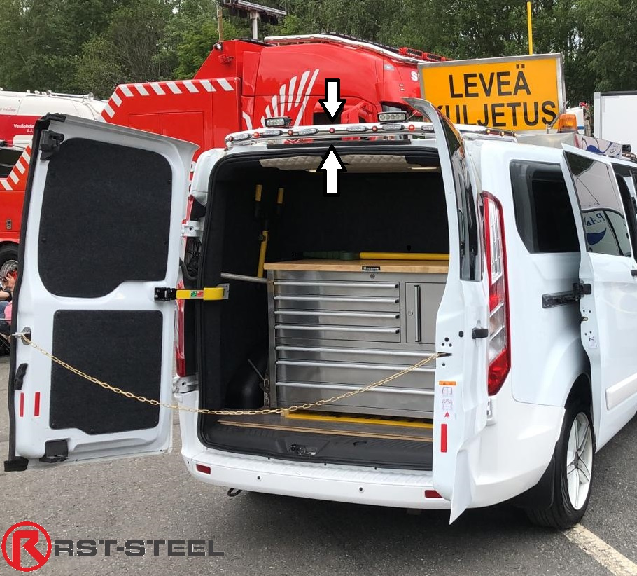 Kuvassa Työvaloteline katolle Ford Transit Custom H1 2013-22