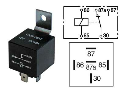 RELE 12V / 30/40A, 5-napainen