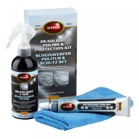 Valojen Kiillotus ja Suojaus Setti AUTOSOL Headlight Polish & Protection Kit