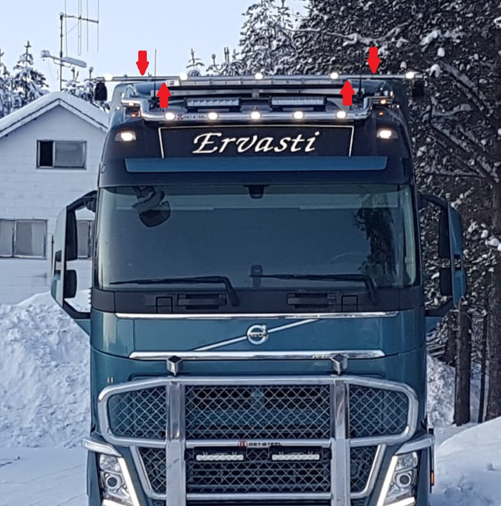 Työvaloteline tuuliohjaimeen Volvo FH4 Globetrotter